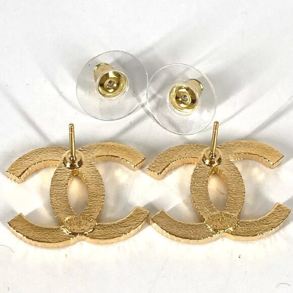 CHANEL 24C CC CC Mark Accessories Pierce Metal Gold/Black Unused - Picture 4 of 7